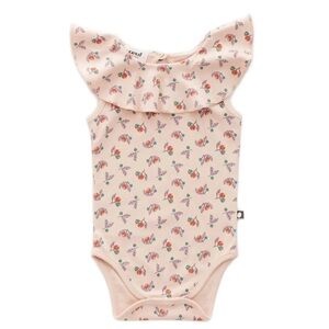 Oeuf Floral Flutter Sleeve Bodysuit